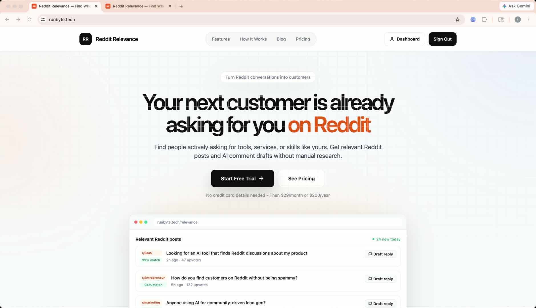 Signal type definitions in the dashboard